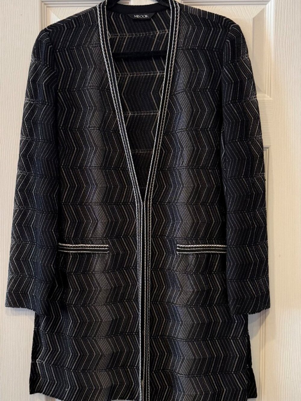 Misook Chevron Stripe Knit Jacket